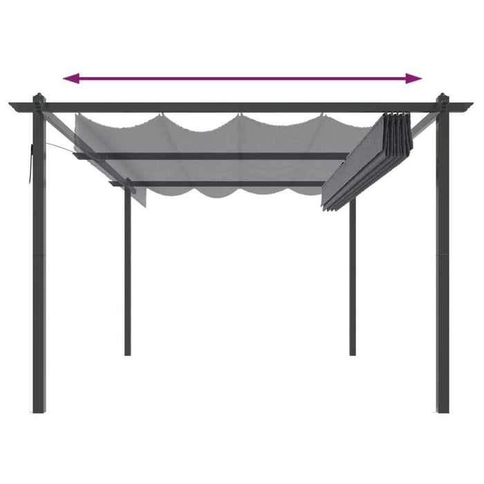 Garden Gazebo with Retractable Roof in Anthracite (4 x 3m) - Little and Giant Explorers vidaXL