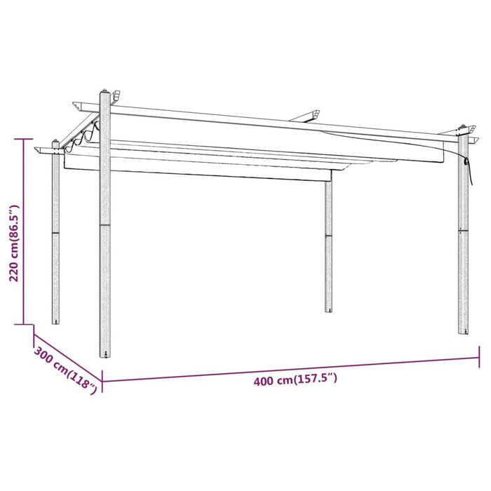 Garden Gazebo with Retractable Roof in Anthracite (4 x 3m) - Little and Giant Explorers vidaXL