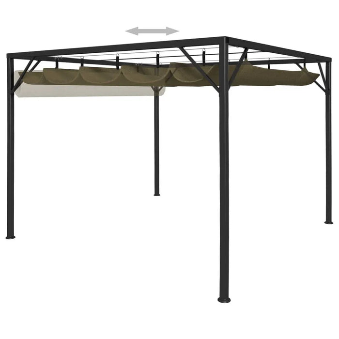 Garden Gazebo with Retractable Roof in Taupe (3 x 3m) 180 g/m² - Little and Giant Explorers vidaXL