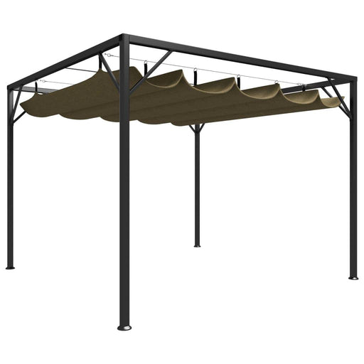 Garden Gazebo with Retractable Roof in Taupe (3 x 3m) 180 g/m² - Little and Giant Explorers vidaXL