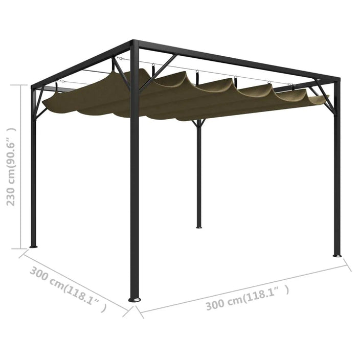 Garden Gazebo with Retractable Roof in Taupe (3 x 3m) 180 g/m² - Little and Giant Explorers vidaXL