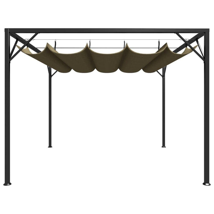 Garden Gazebo with Retractable Roof in Taupe (3 x 3m) 180 g/m² - Little and Giant Explorers vidaXL