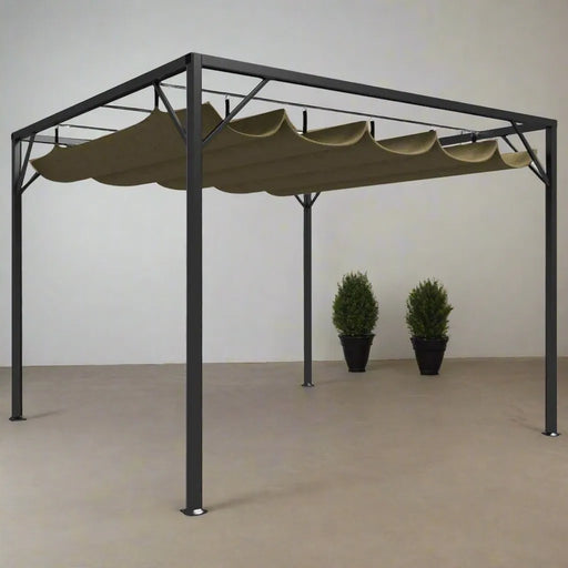 Garden Gazebo with Retractable Roof in Taupe (3 x 3m) 180 g/m² - Little and Giant Explorers vidaXL