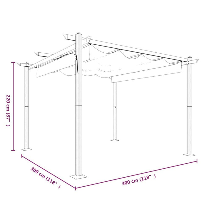 Garden Gazebo with Retractable Roof in Taupe (3 x 3m) - Little and Giant Explorers vidaXL