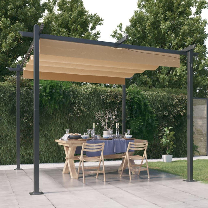 Garden Gazebo with Retractable Roof in Taupe (3 x 3m) - Little and Giant Explorers vidaXL