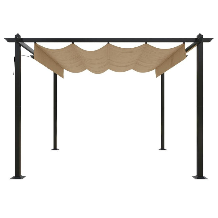 Garden Gazebo with Retractable Roof in Taupe (3 x 3m) - Little and Giant Explorers vidaXL