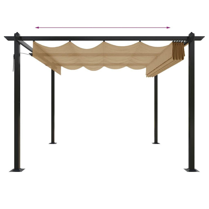 Garden Gazebo with Retractable Roof in Taupe (3 x 3m) - Little and Giant Explorers vidaXL