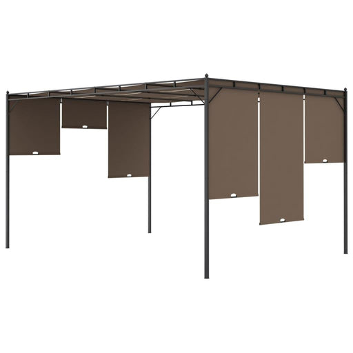 Garden Gazebo with Side Curtain in Taupe (4 x 3 x 2.25m) - Little and Giant Explorers vidaXL