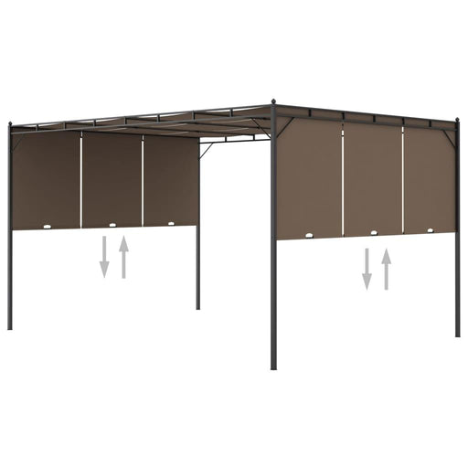 Garden Gazebo with Side Curtain in Taupe (4 x 3 x 2.25m) - Little and Giant Explorers vidaXL