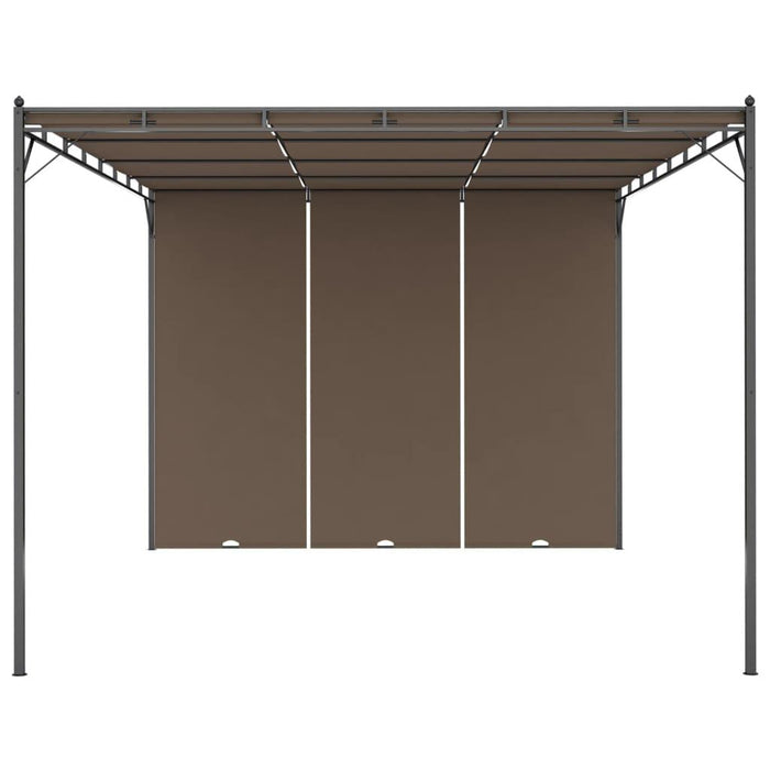 Garden Gazebo with Side Curtain in Taupe (4 x 3 x 2.25m) - Little and Giant Explorers vidaXL