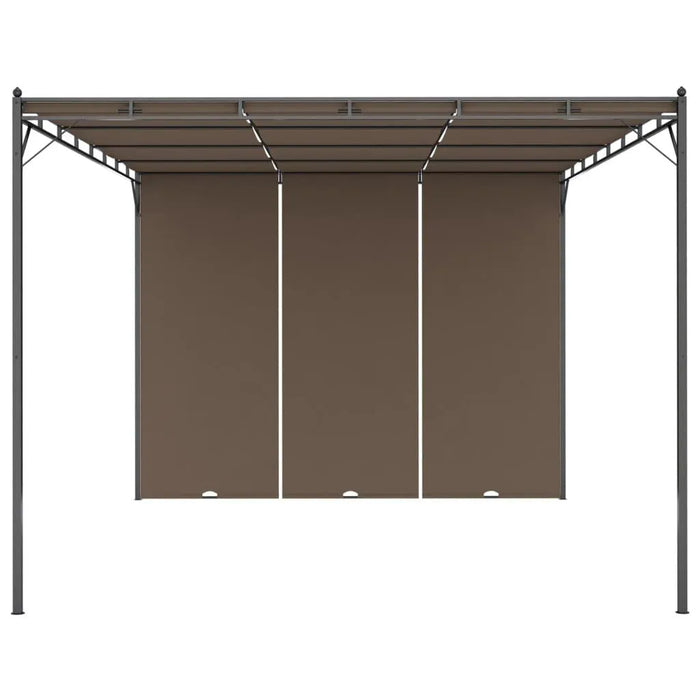 Garden Gazebo with Side Curtain in Taupe (4 x 3 x 2.25m) - Little and Giant Explorers vidaXL