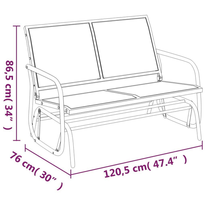 Garden Glider Bench in Black - Little and Giant Explorers vidaXL