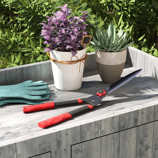 Garden Hedge Shears – Wavy-Edged Blade | Grass and Shrub Trimmers OUTSUNNY - Little and Giant Explorers Outsunny