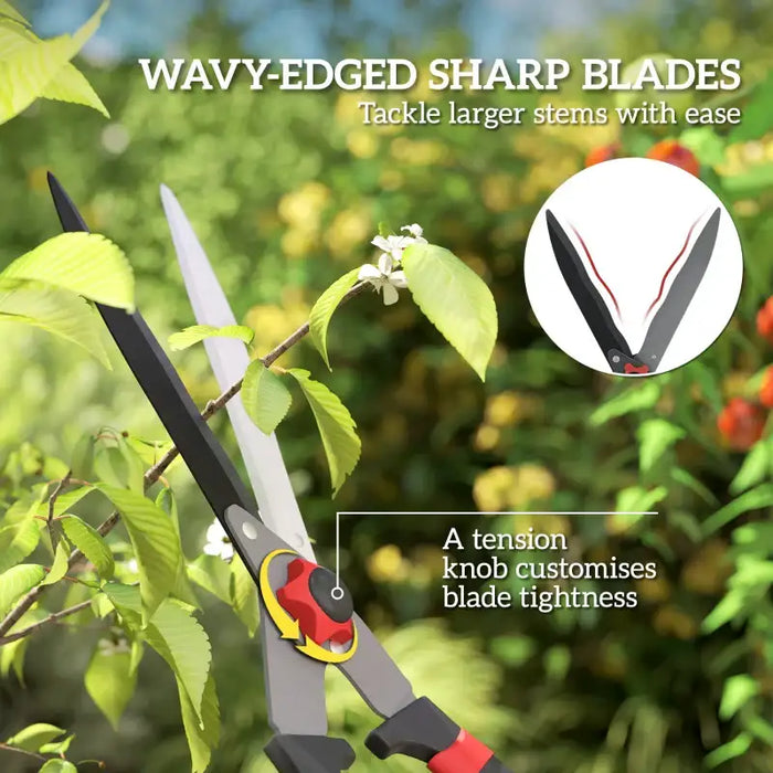 Garden Hedge Shears – Wavy-Edged Blade | Grass and Shrub Trimmers OUTSUNNY - Little and Giant Explorers Outsunny