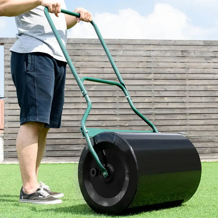 Garden Lawn Roller – Green and Black | 16-Gallon Steel Drum - U-Handle Design COSTWAY - Little and Giant Explorers Costway