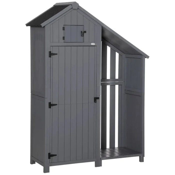 Garden Outdoor Storage Shed in Grey (128 x 51.5 x 180cm) - Little and Giant Explorers Outsunny