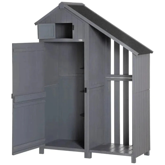 Garden Outdoor Storage Shed in Grey (128 x 51.5 x 180cm) - Little and Giant Explorers Outsunny