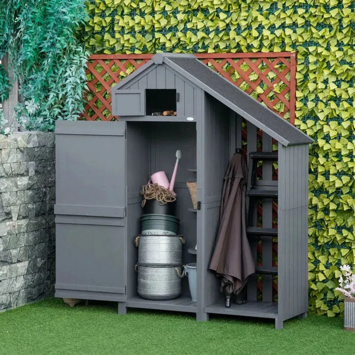 Garden Outdoor Storage Shed in Grey (128 x 51.5 x 180cm) - Little and Giant Explorers Outsunny