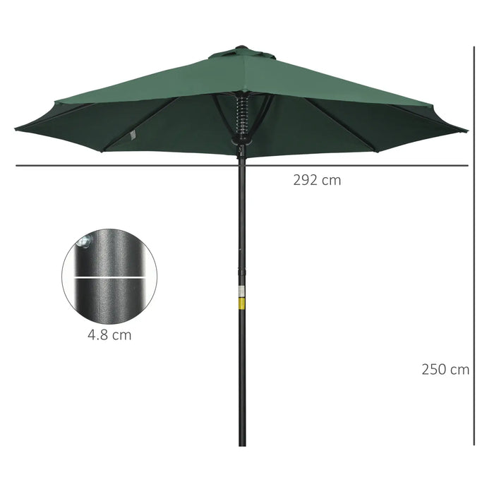 Spring Loaded Parasol Umbrella in Green 3m - Little and Giant Explorers Outsunny