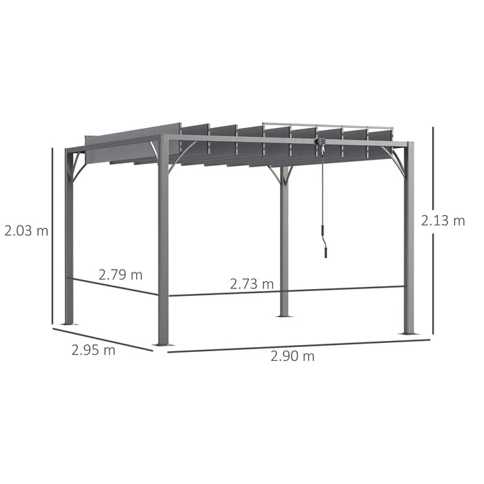 Aluminium Louvered Pergola with Retractable Roof (3 x 3m) - Little and Giant Explorers Outsunny