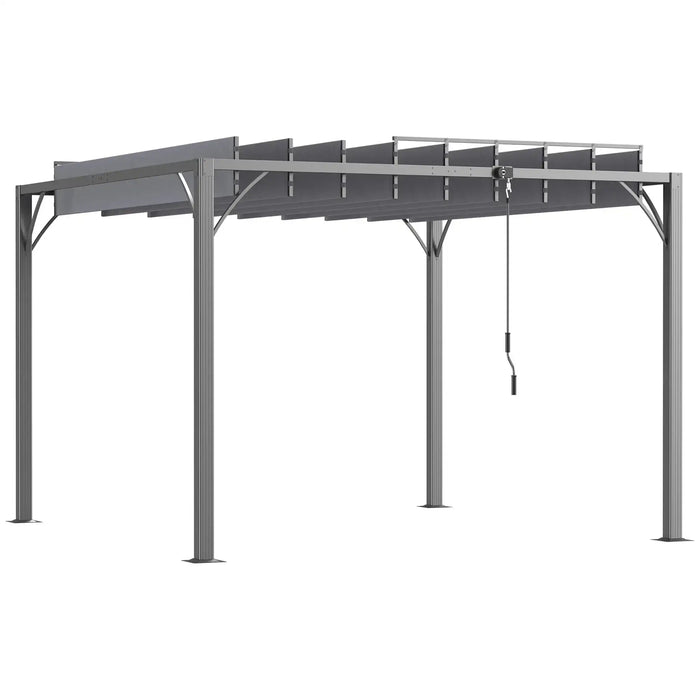 Aluminium Louvered Pergola with Retractable Roof (3 x 3m) - Little and Giant Explorers Outsunny