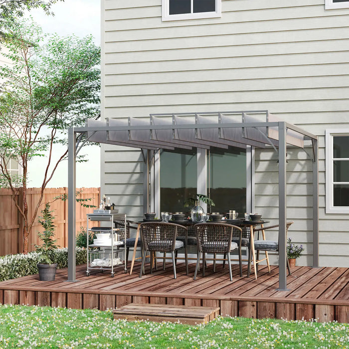 Aluminium Louvered Pergola with Retractable Roof (3 x 3m) - Little and Giant Explorers Outsunny