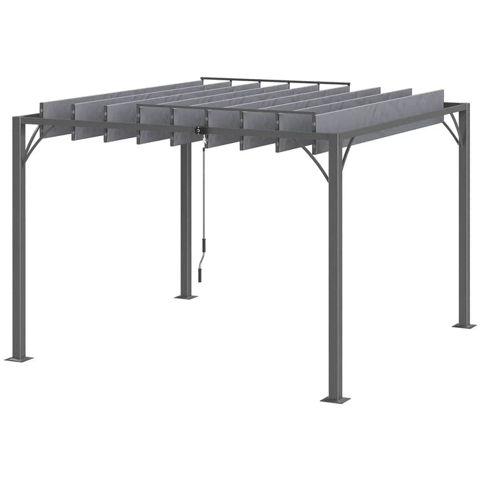 Aluminium Louvered Pergola with Retractable Roof (3 x 3m) - Little and Giant Explorers Outsunny