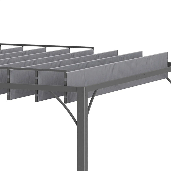 Aluminium Louvered Pergola with Retractable Roof (3 x 3m) - Little and Giant Explorers Outsunny