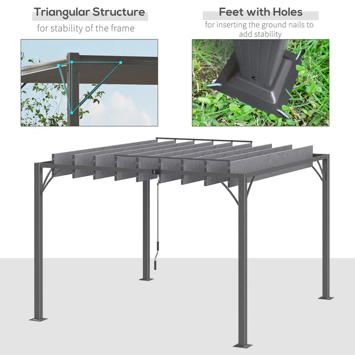 Aluminium Louvered Pergola with Retractable Roof (3 x 3m) - Little and Giant Explorers Outsunny