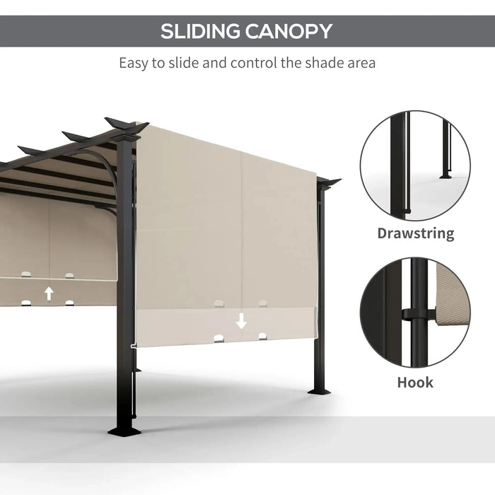 Garden Pergola Gazebo with Adjustable Canopy in Beige (3 x 3m) - Little and Giant Explorers Outsunny