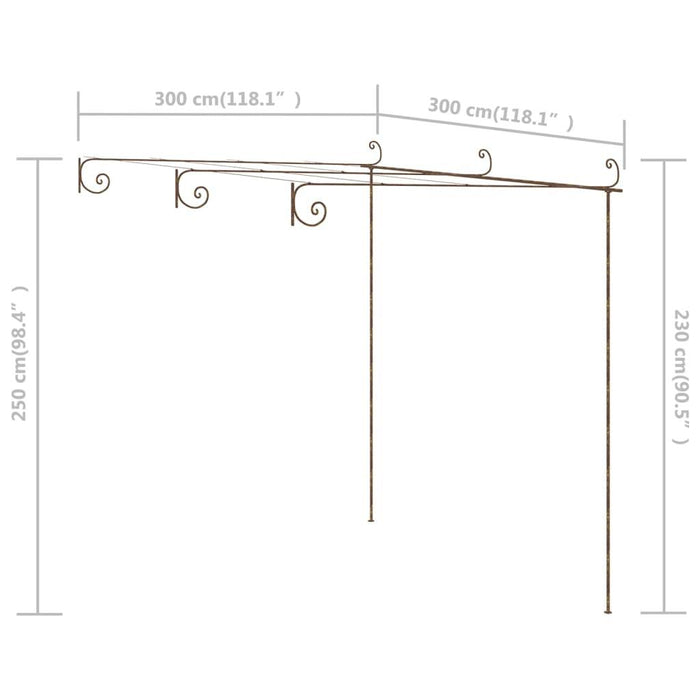 Garden Pergola in Antique Brown and Iron (3 x 3 x 2.5m) - Little and Giant Explorers vidaXL