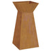 Weathering steel garden pillar planter with tall tapered column design in rust finish