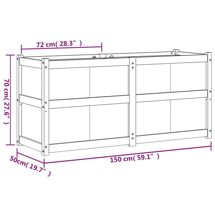 Garden Planter in Impregnated Wood Pine (150 x 50 x 70cm) - Little and Giant Explorers vidaXL