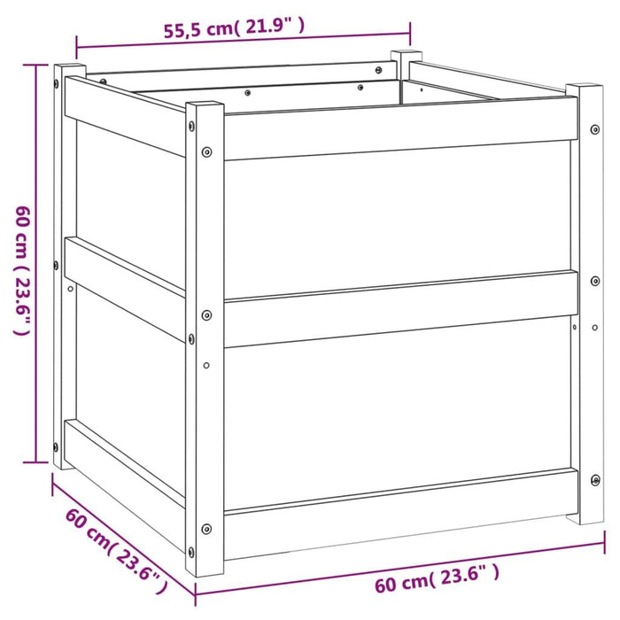 Garden Planter in Impregnated Wood Pine (60 x 60 x 60cm) - Little and Giant Explorers vidaXL