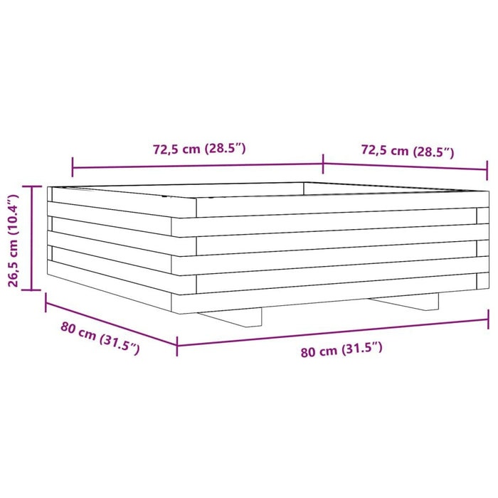 Garden Planter in Impregnated Wood Pine (80 x 80 x 26.5cm) - Little and Giant Explorers vidaXL