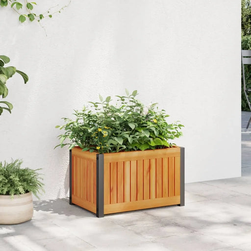 Garden Planter in Solid Wood Acacia and Steel (45 x 30 x 27.5cm) - Little and Giant Explorers vidaXL