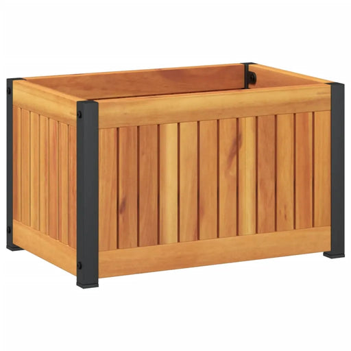 Garden Planter in Solid Wood Acacia and Steel (45 x 30 x 27.5cm) - Little and Giant Explorers vidaXL