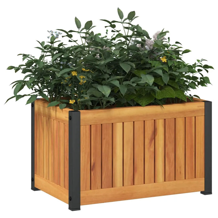 Garden Planter in Solid Wood Acacia and Steel (45 x 30 x 27.5cm) - Little and Giant Explorers vidaXL