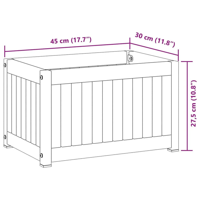 Garden Planter in Solid Wood Acacia and Steel (45 x 30 x 27.5cm) - Little and Giant Explorers vidaXL