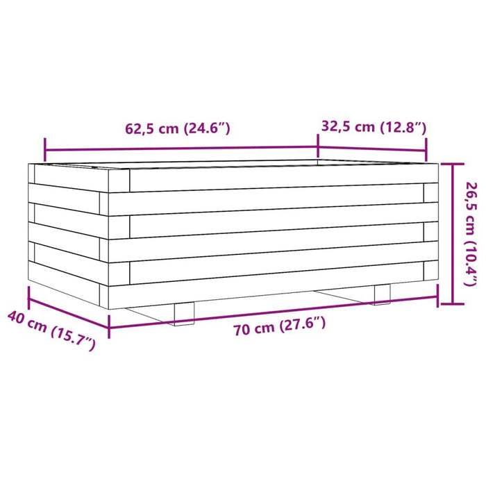 Garden Planter in White and Solid Wood Pine (70 x 40 x 26.5cm) - Little and Giant Explorers vidaXL