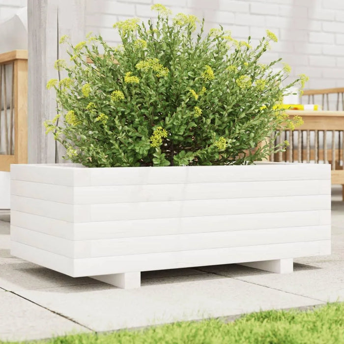 Garden Planter in White and Solid Wood Pine (70 x 40 x 26.5cm) - Little and Giant Explorers vidaXL