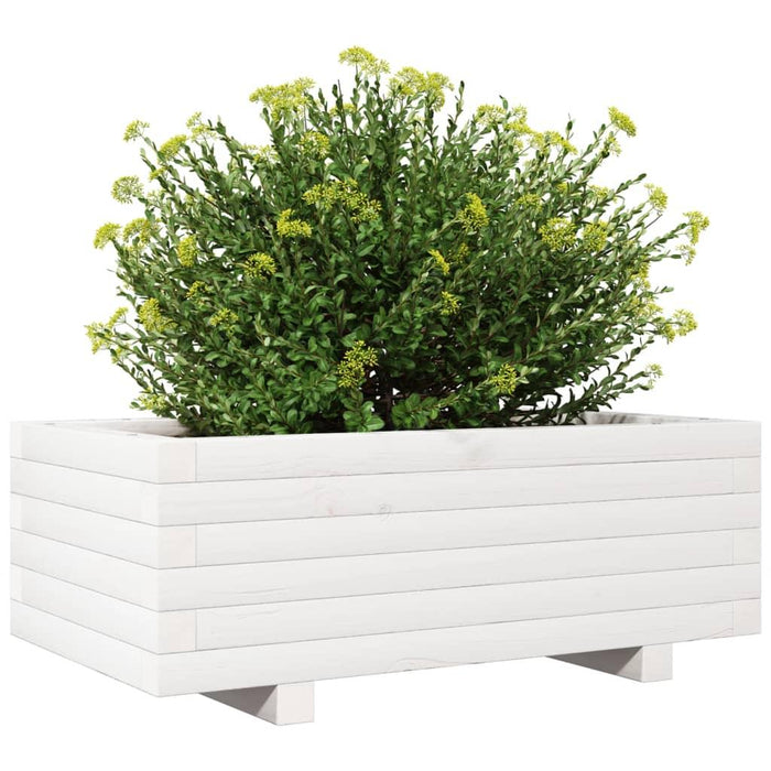 Garden Planter in White and Solid Wood Pine (70 x 40 x 26.5cm) - Little and Giant Explorers vidaXL