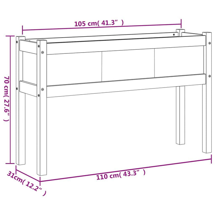 Garden Planter with Legs in Impregnated Wood Pine (110 x 31 x 70cm) - Little and Giant Explorers vidaXL