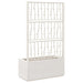 White garden planter with trellis and integrated support, 80L capacity