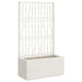 White polypropylene raised garden planter with decorative trellis for climbing plants