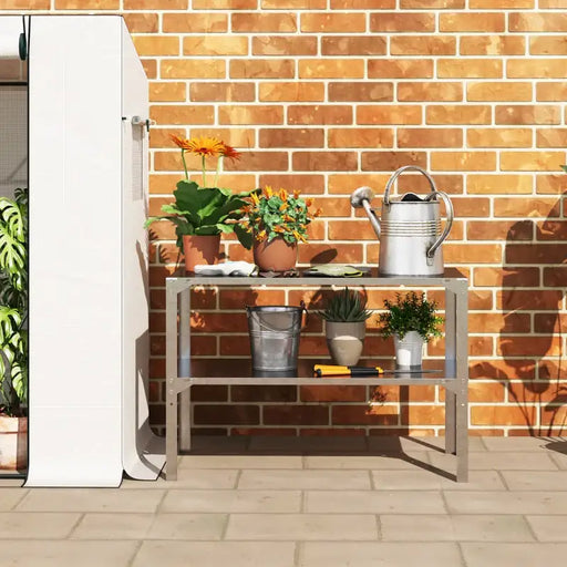 Garden Potting Table – Galvanised Steel | 2-Tier Outdoor Workbench OUTSUNNY - Little and Giant Explorers Outsunny