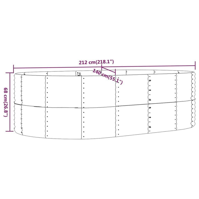 Garden Raised Bed in Silver and Powder-Coated Steel (212 x 140 x 68cm) - Little and Giant Explorers vidaXL