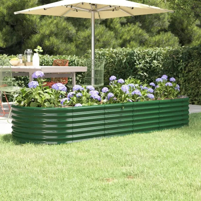 Garden Raised Bed Powder-Coated Steel in Green (224 x 80 x 36cm) - Little and Giant Explorers vidaXL