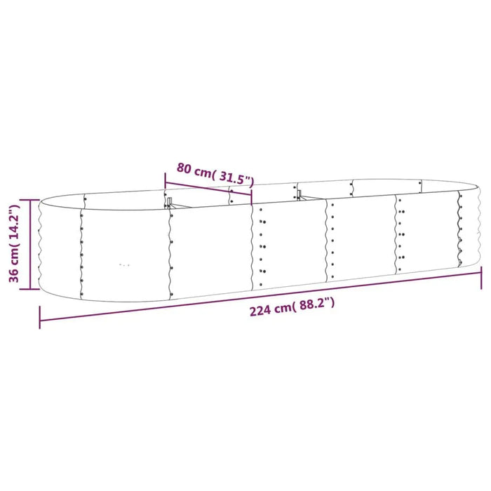 Garden Raised Bed Powder-Coated Steel in Green (224 x 80 x 36cm) - Little and Giant Explorers vidaXL