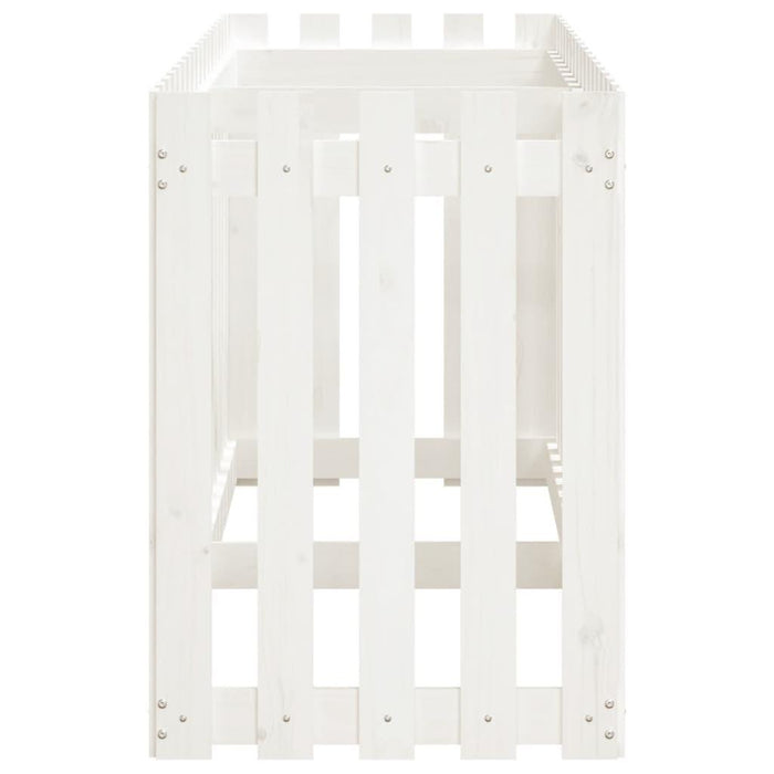 Garden Raised Bed with Fence Design in White and Solid Wood Pine (200 x 50 x 70cm) - Little and Giant Explorers vidaXL